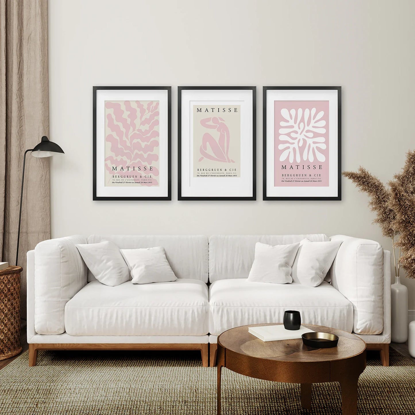 Blush Pink Abstract Wall Art Set of 3, Modern Prints