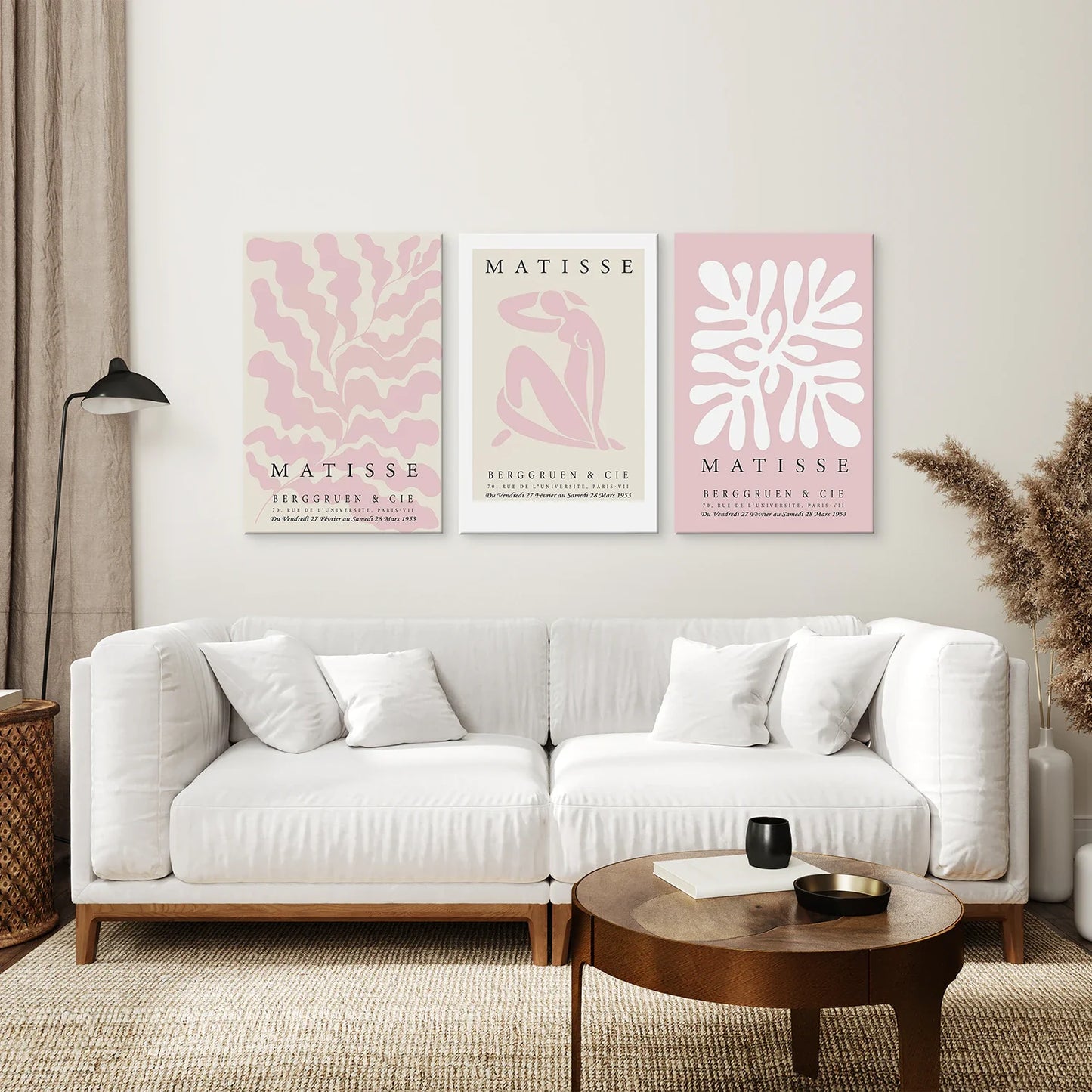 Blush Pink Abstract Wall Art Set of 3, Modern Prints