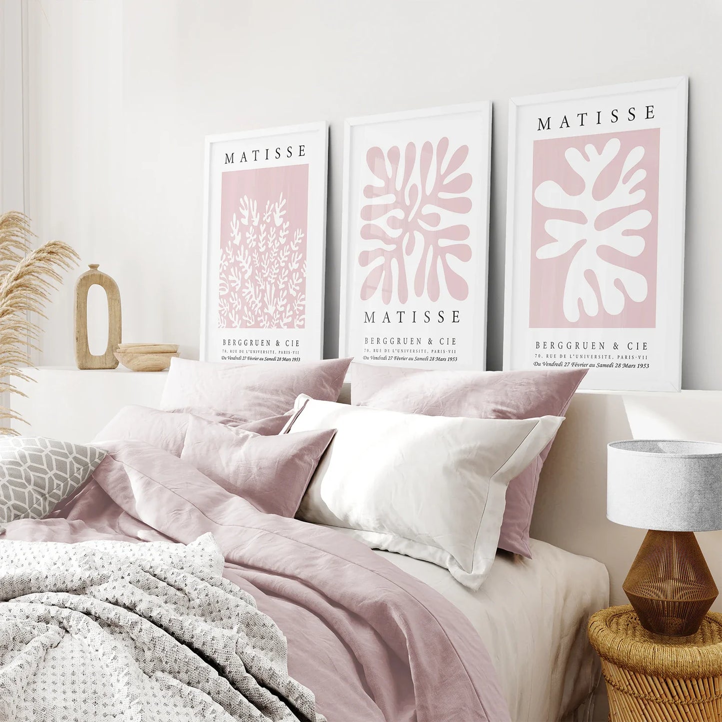 Abstract Cut-Out Wall Art Set of 3, Pink Neutral Prints