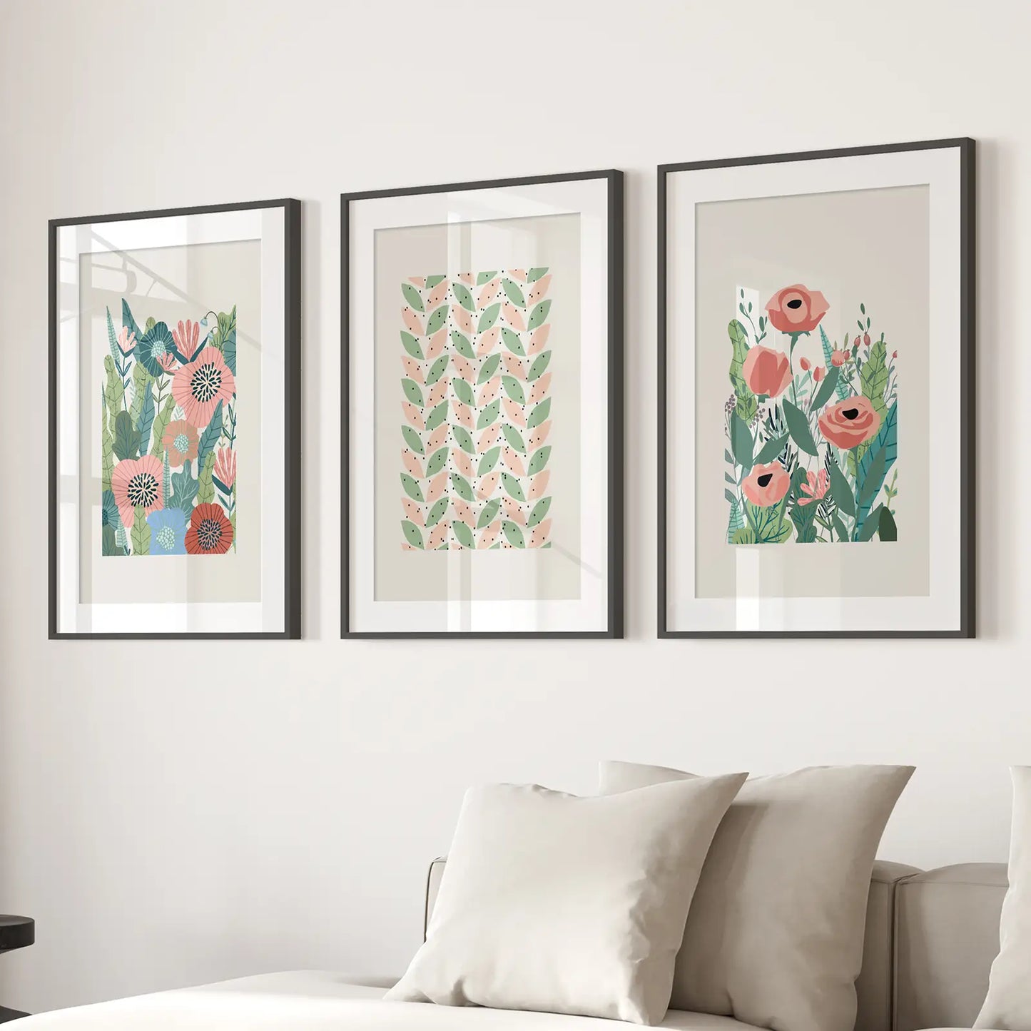 Pink Poppies Botanical Floral Wall Art Print
