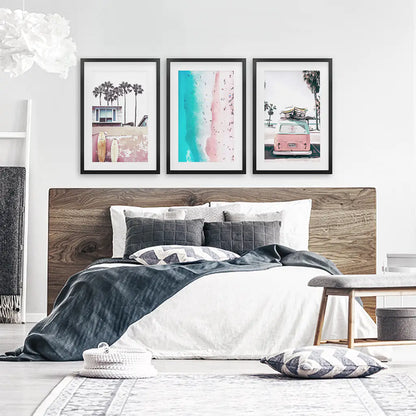 Boho Coastal Wall Art Set, 3 Piece Beach Surf Prints