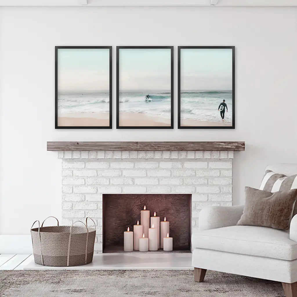 Ocean Surf Wall Art Set of 3 Beach Prints