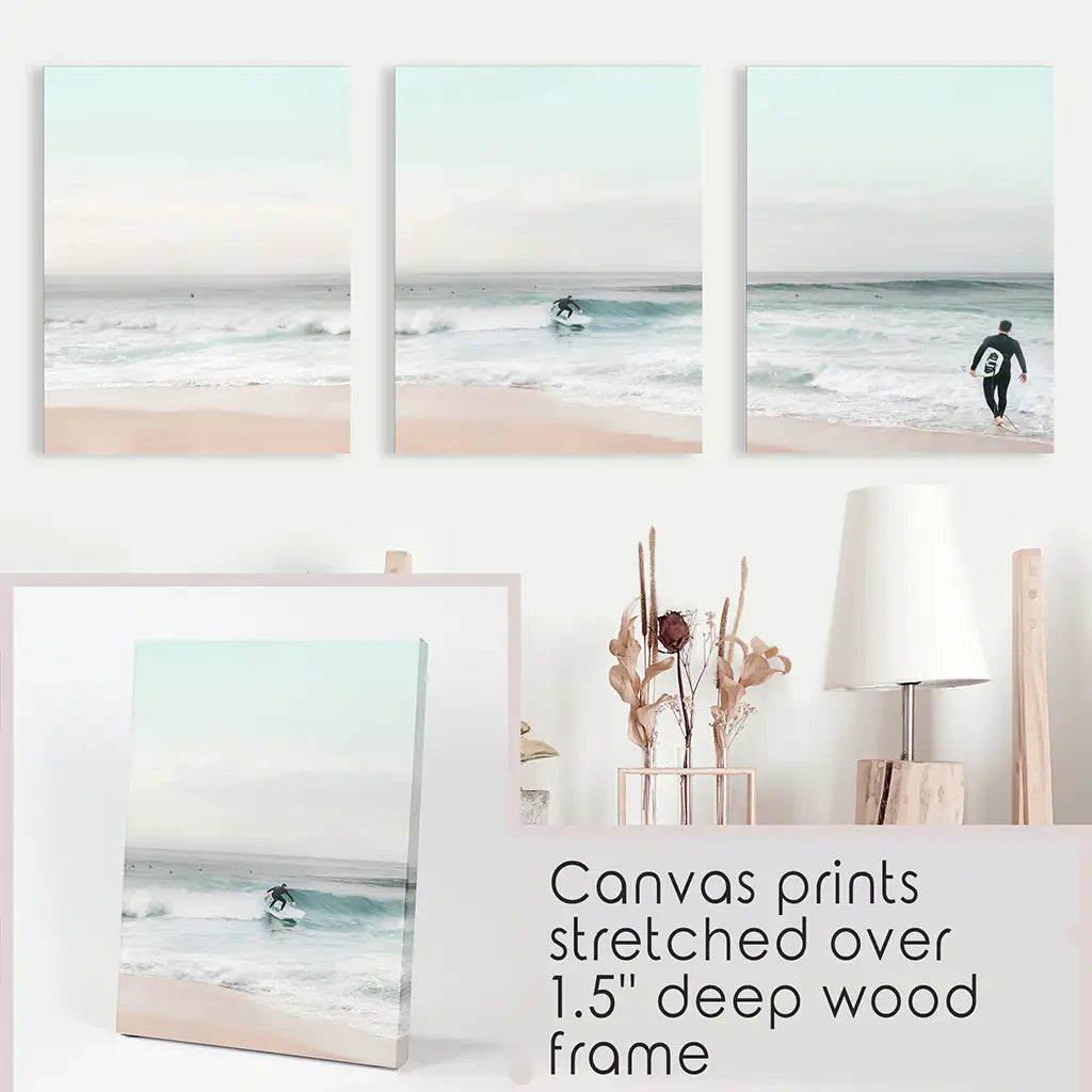 Ocean Surf Wall Art Set of 3 Beach Prints