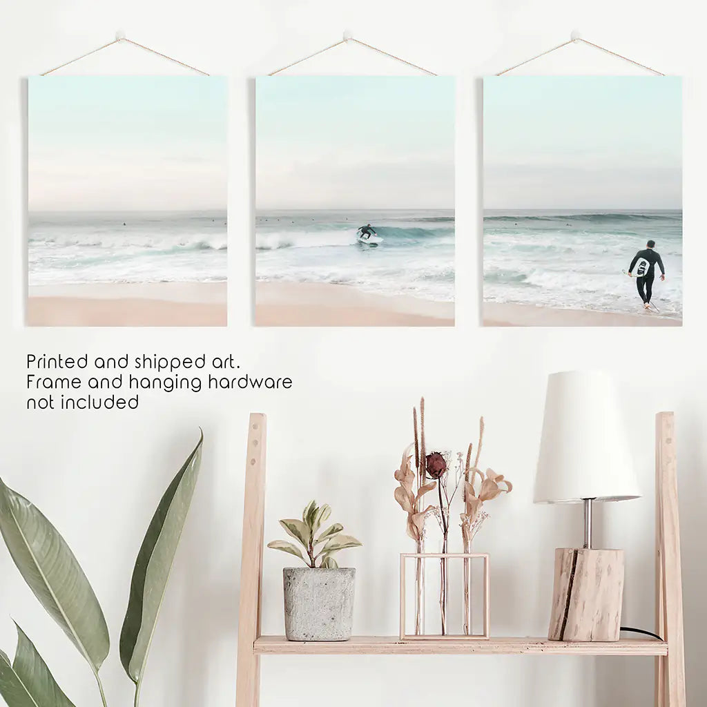 Ocean Surf Wall Art Set of 3 Beach Prints