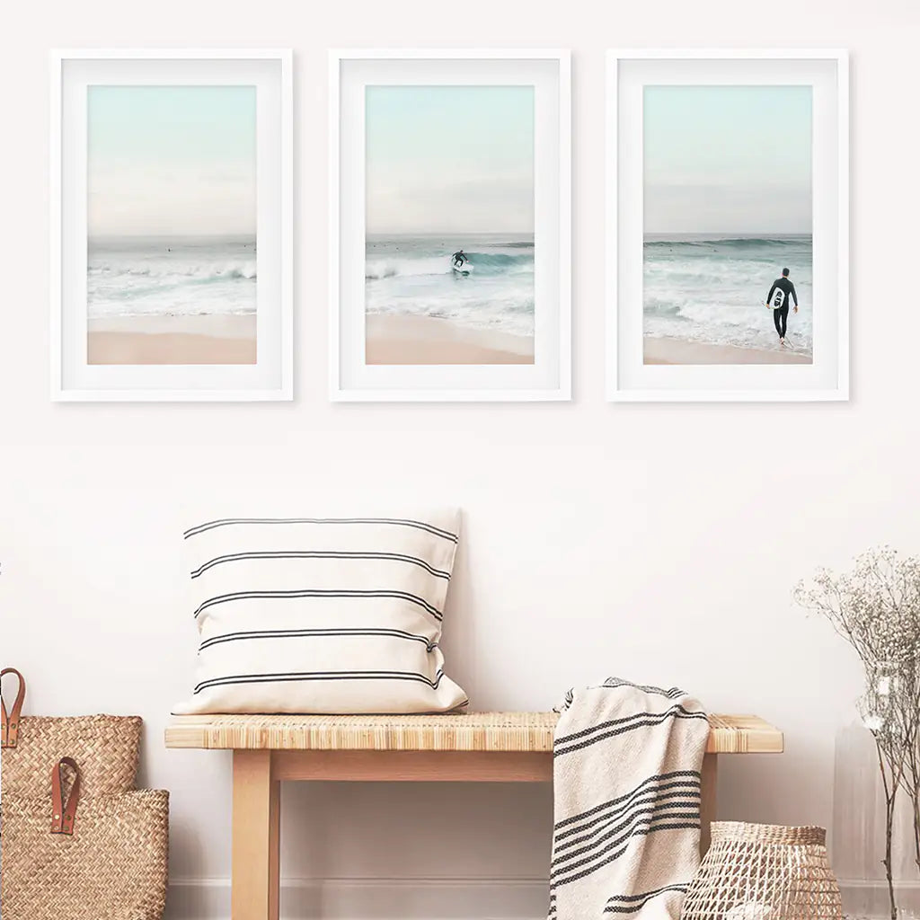 Ocean Surf Wall Art Set of 3 Beach Prints