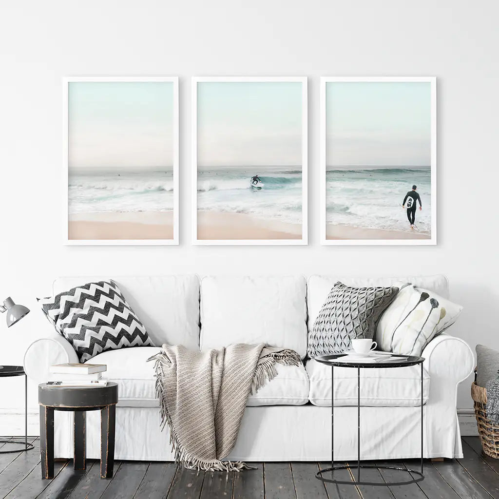 Ocean Surf Wall Art Set of 3 Beach Prints