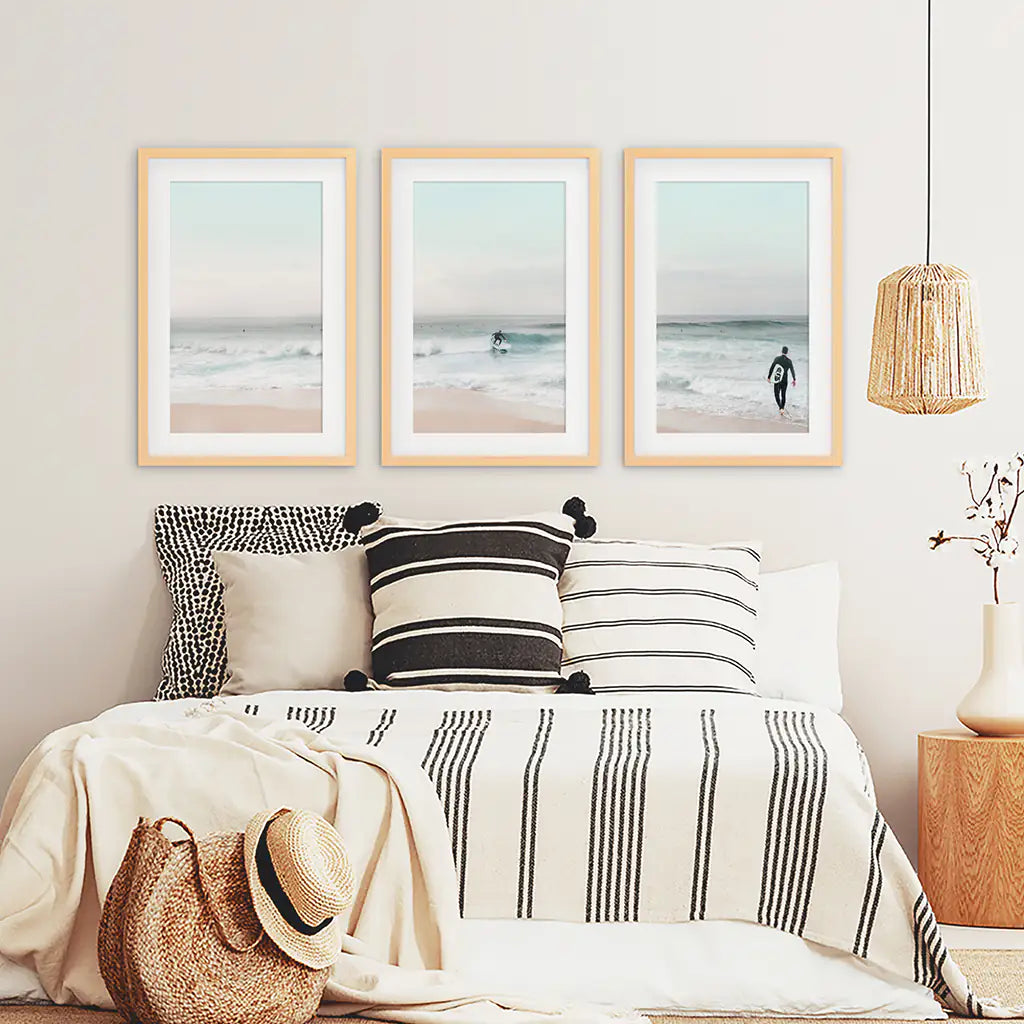 Ocean Surf Wall Art Set of 3 Beach Prints