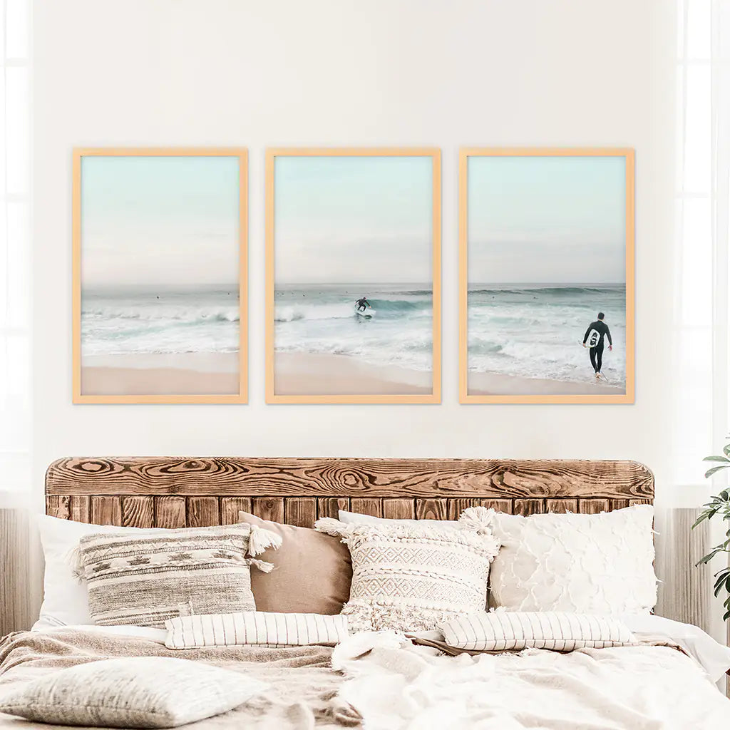 Ocean Surf Wall Art Set of 3 Beach Prints