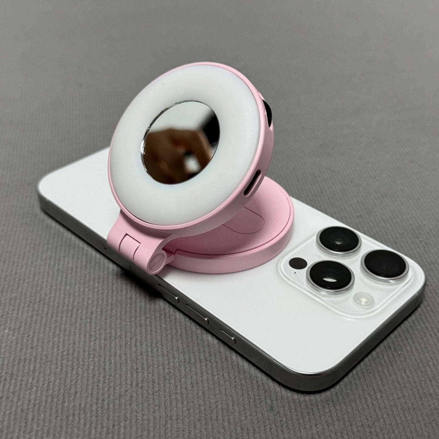 Pink ring magnetic phone light on iphone