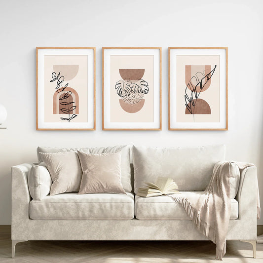 Watercolor Boho Wall Art Set of 3, Terracotta Plant Prints