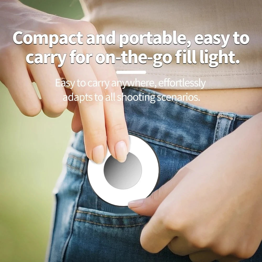 Pocket size selfie light being carried in jeans pocket