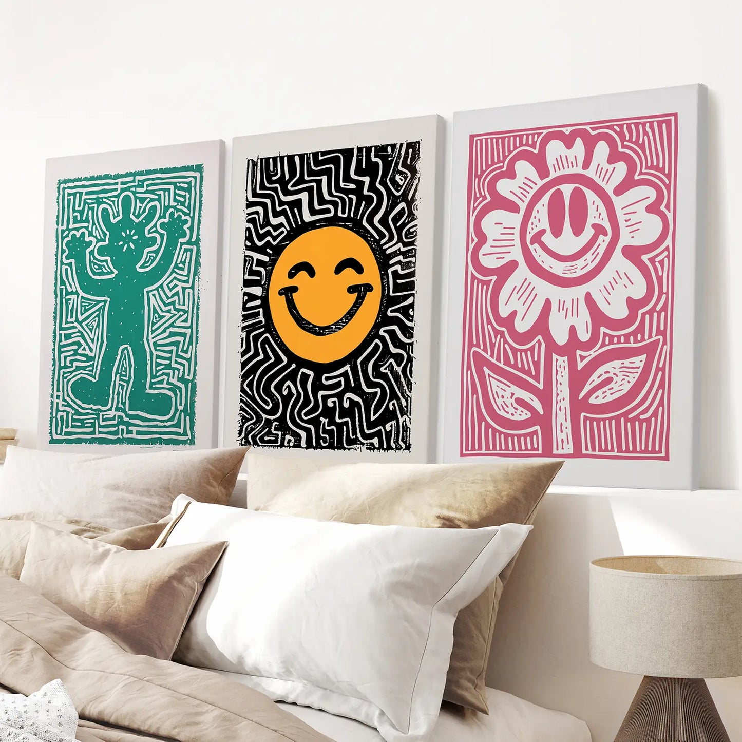 Funky Groovy Wall Art Set of 3 Retro Prints