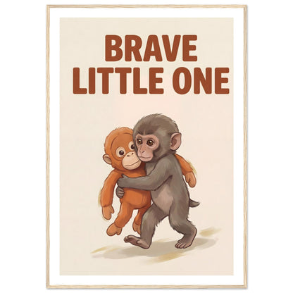Brave Little One Monkey Poster - Bold Typography Framed Art - 20x25 cm / 8x10″ - White frame / Ready-to-hang - Sparkycare