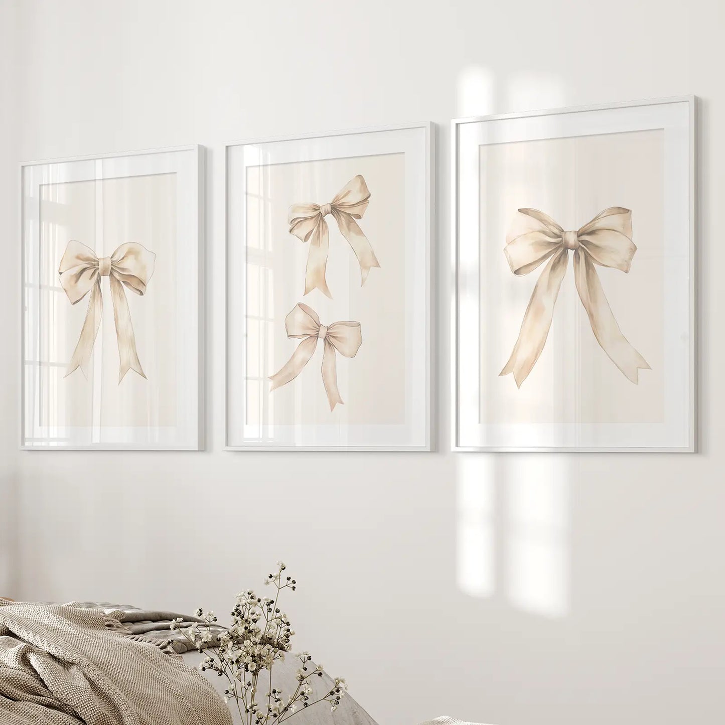 Aesthetic Bows Nursery Wall Art Poster Set of 3