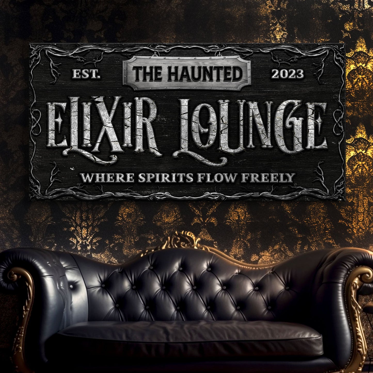 Haunted Elixir Lounge Halloween Canvas Wall Art