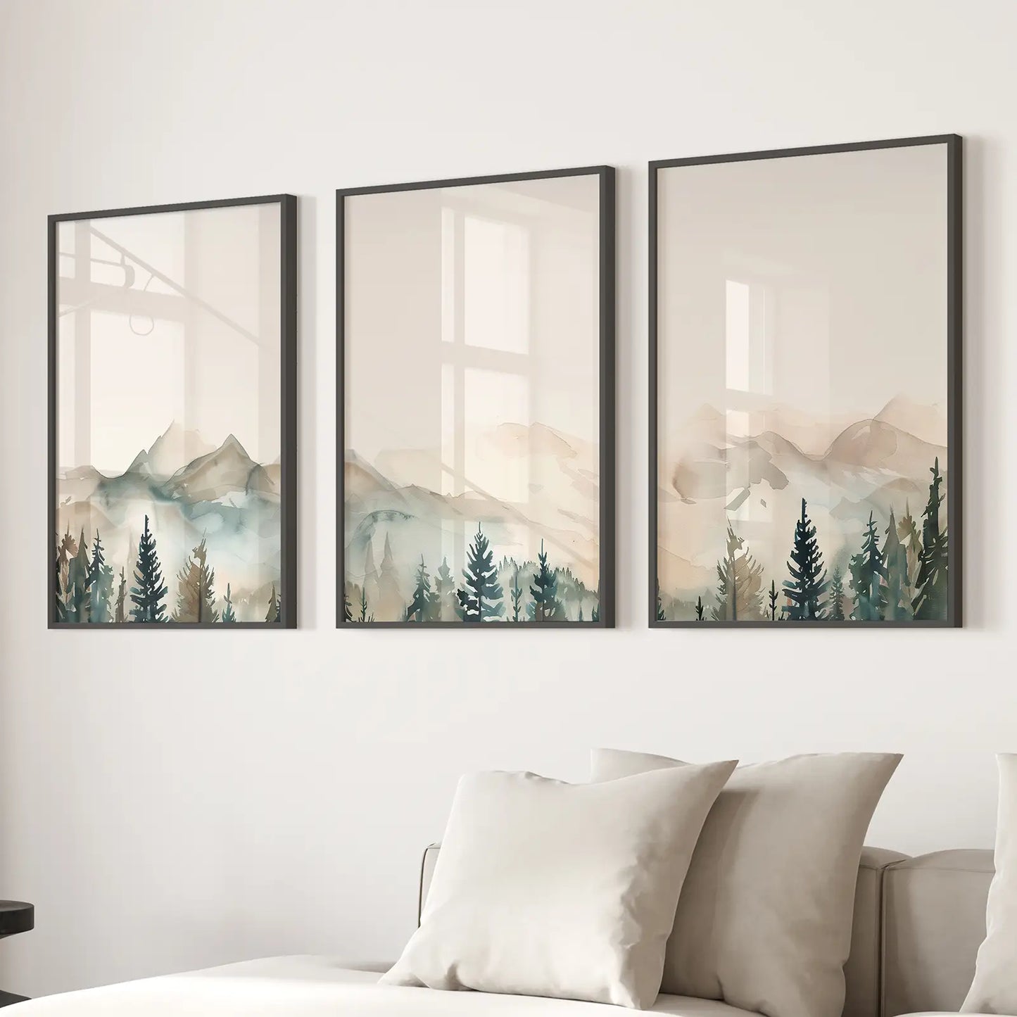 Minimal Mountain Forest Nature Wall Art Set of 3