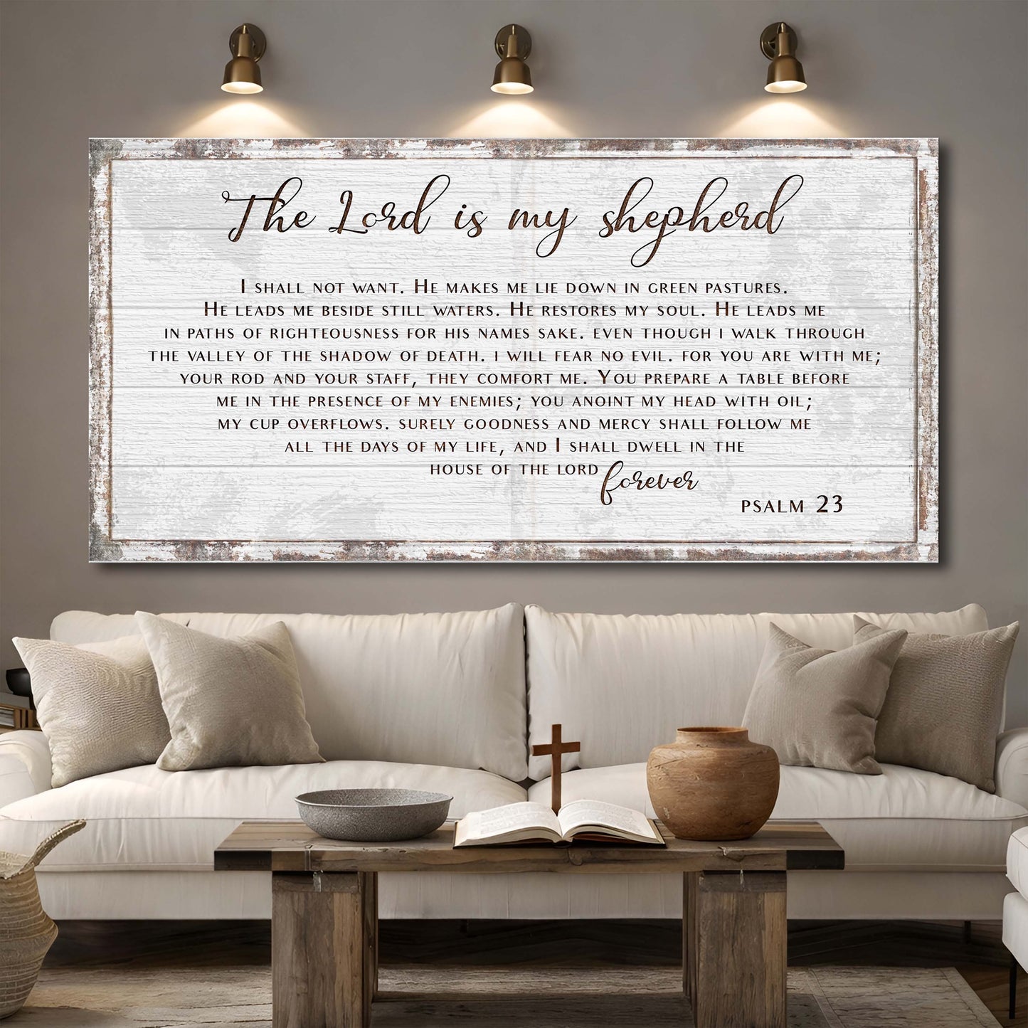 Psalm 23 The Lord Is My Shepherd Faith Canvas Wall Art III