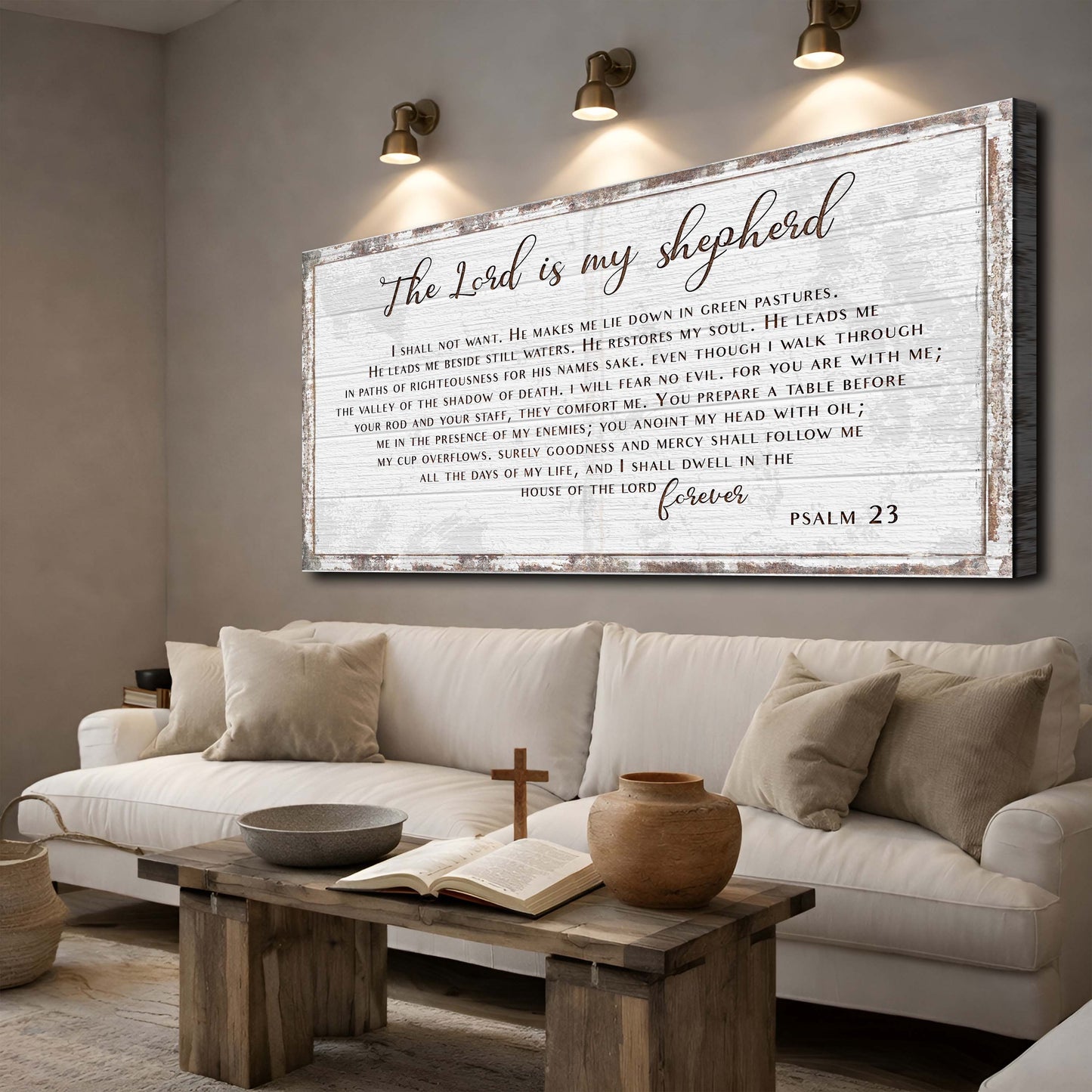 Psalm 23 The Lord Is My Shepherd Faith Canvas Wall Art III