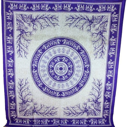 Tigers and Elephants Mandala Tapestry Boho Cotton Wall Hanging