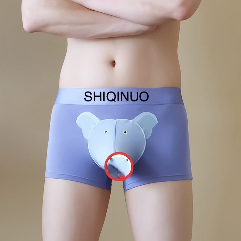 Purple boxer briefs with elephant design 
