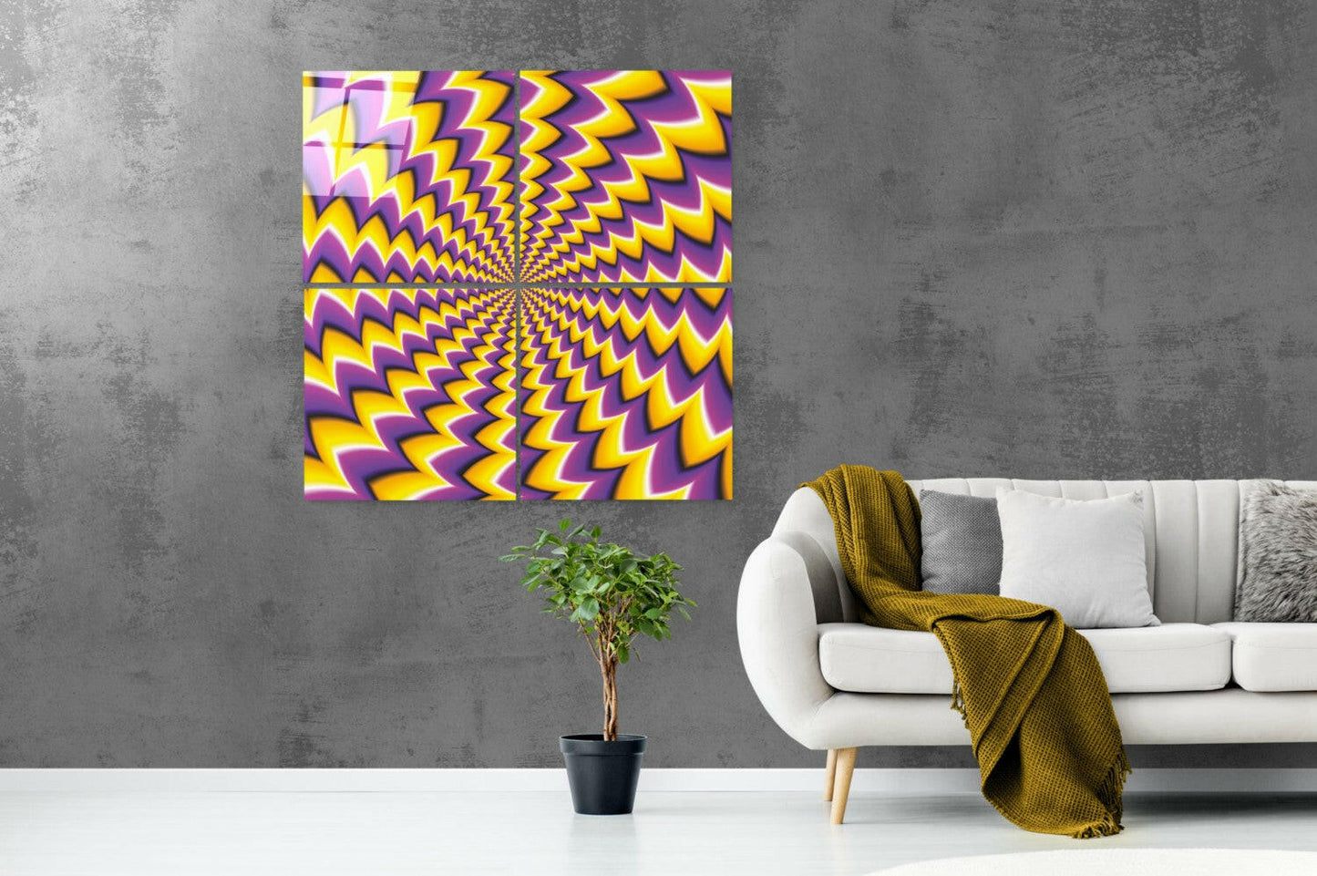 Yellow Illusion Glass Wall Art