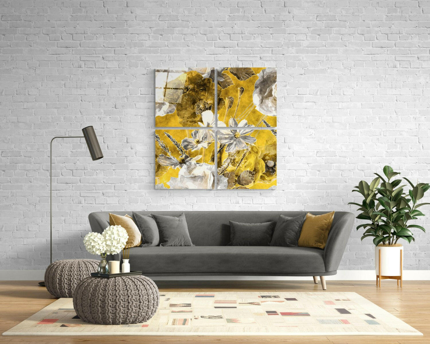 Autumn Flowers Glass Wall Art