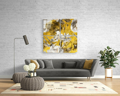 Autumn Flowers Glass Wall Art