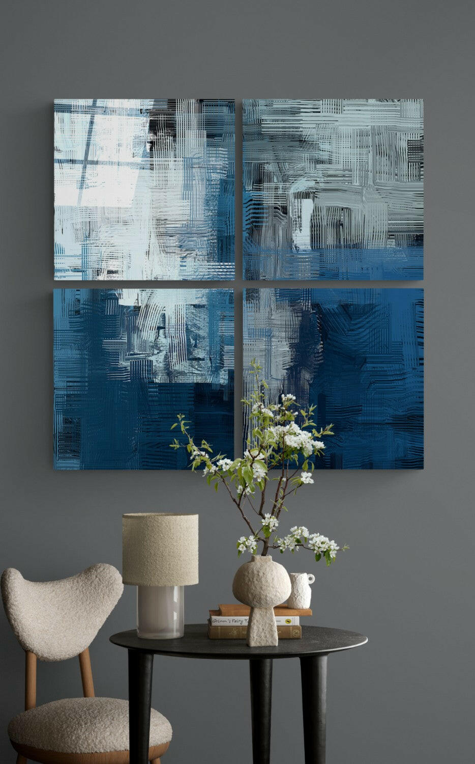 Blue Touch 4-piece glass wall art set