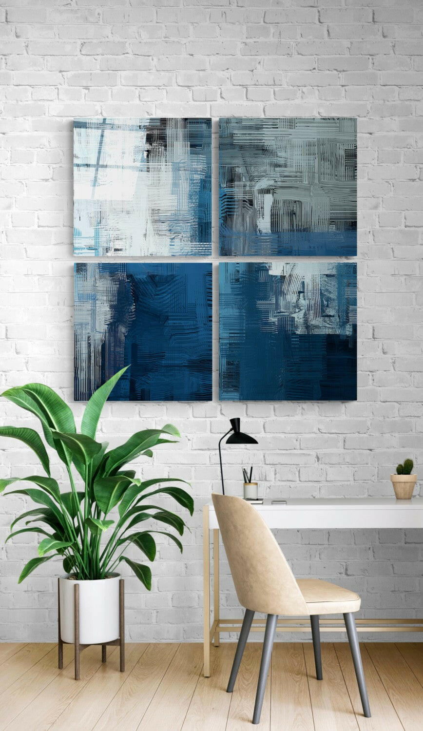 Blue Touch 4-Piece Glass Wall Art