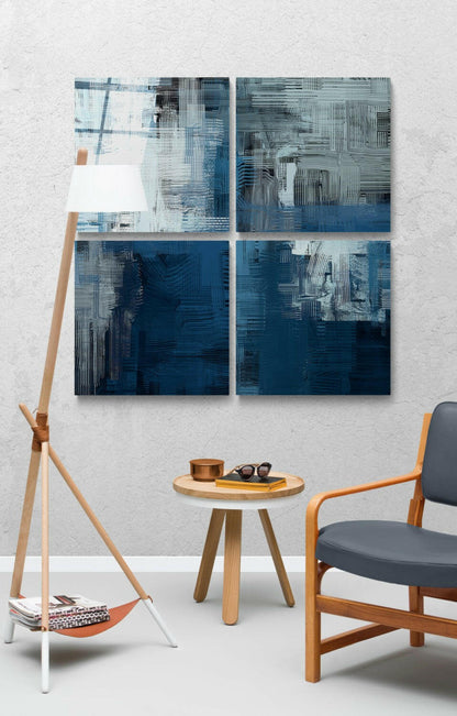 Blue Touch 4-Piece Glass Wall Art