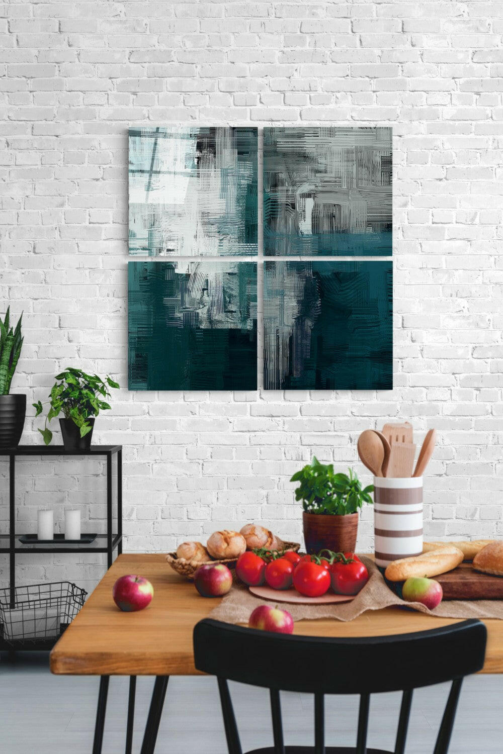 Green Quadro Glass Wall Art Set