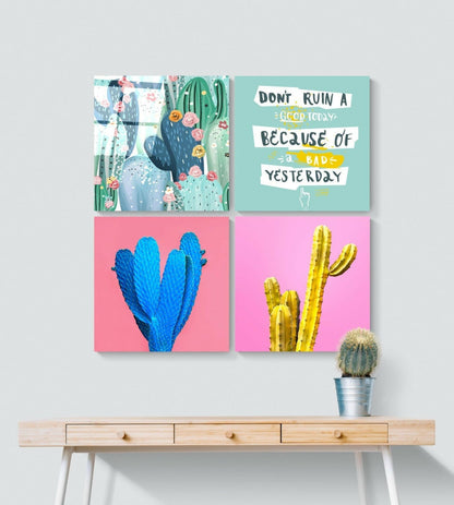 Cactus Glass Wall Art Set