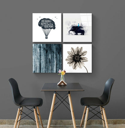 Consciousness four-panel glass wall art