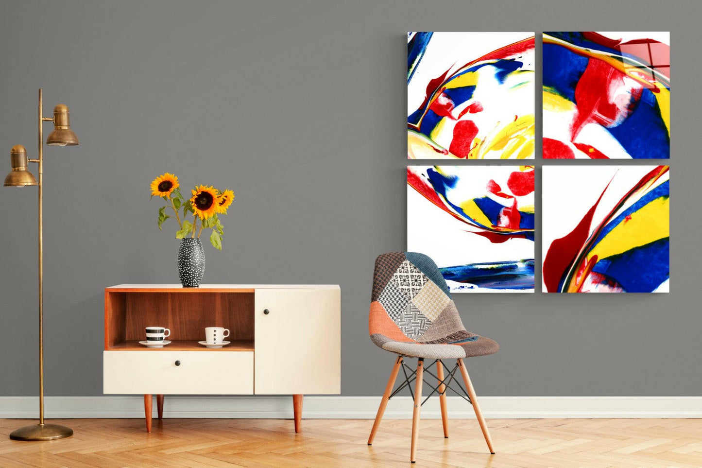Dance of Red Glass Wall Art Set
