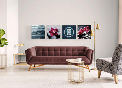 Orchids and Stones Glass Wall Art