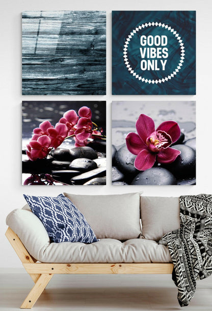 Orchids and Stones Glass Wall Art