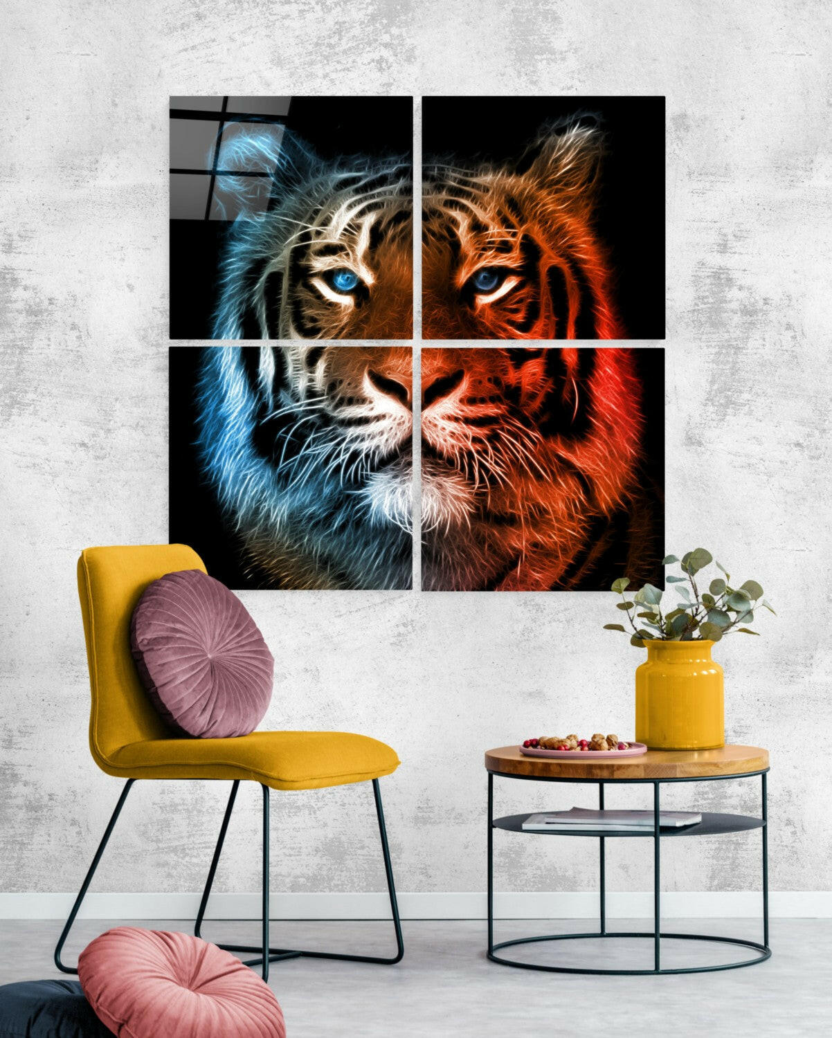 Tiger 4-Panel Glass Wall Art Set - Wildlife