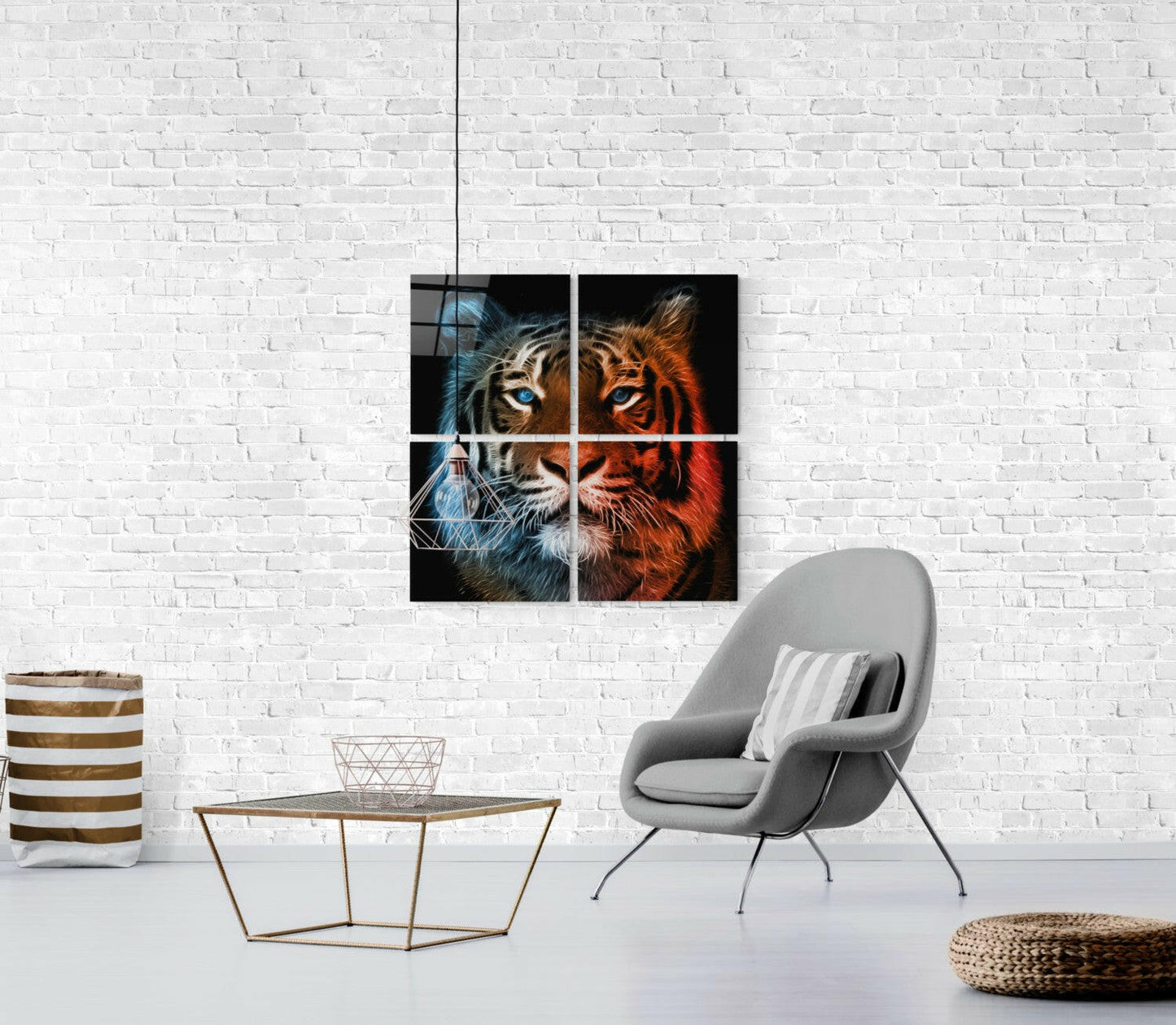 Tiger 4-Panel Glass Wall Art Set - Wildlife