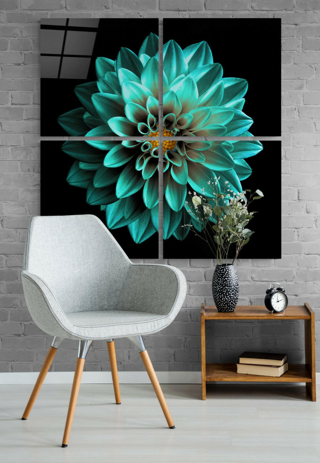 Chrysanthemum Glass Wall Art Set