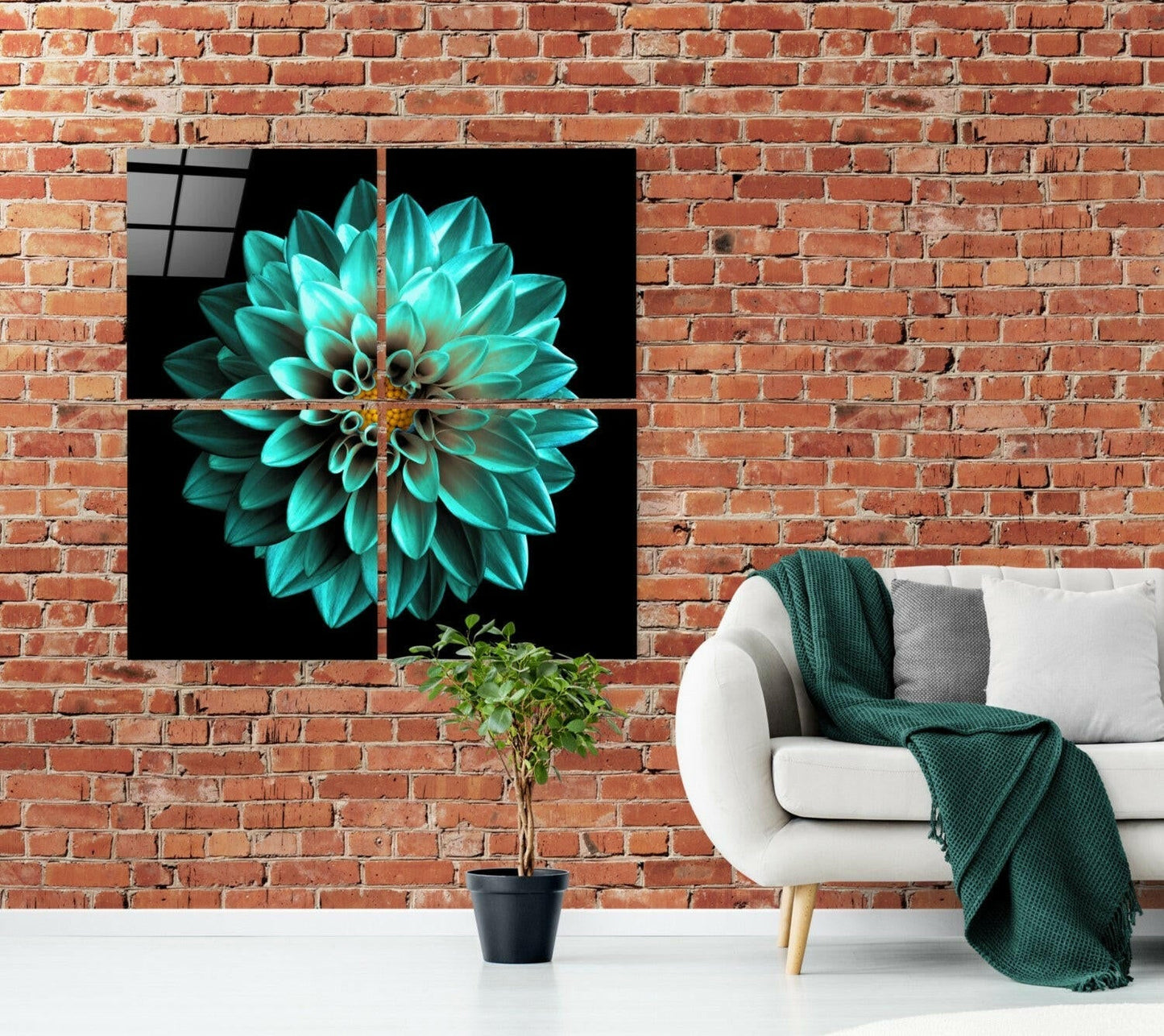 Chrysanthemum Glass Wall Art Set