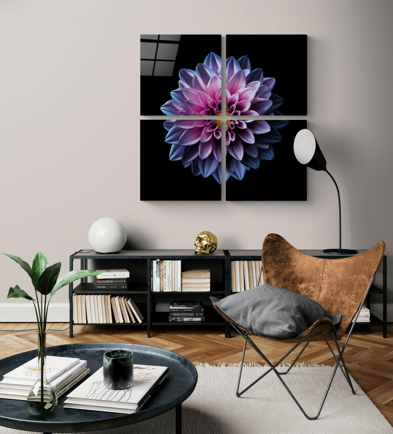 Purple Chrysanthemum Glass Wall Art