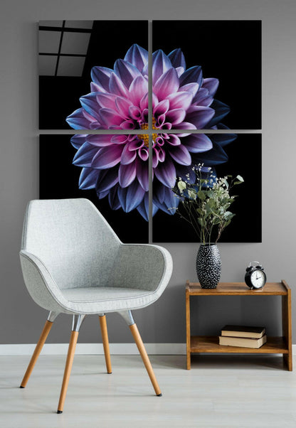 Purple chrysanthemum glass wall art