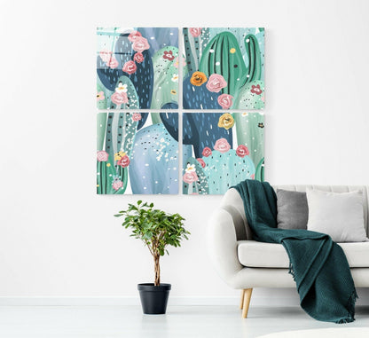 Cacti Glass Wall Art Set