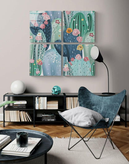Cacti Glass Wall Art Set