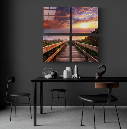 Horizon Line 4-Panel Glass Wall Art