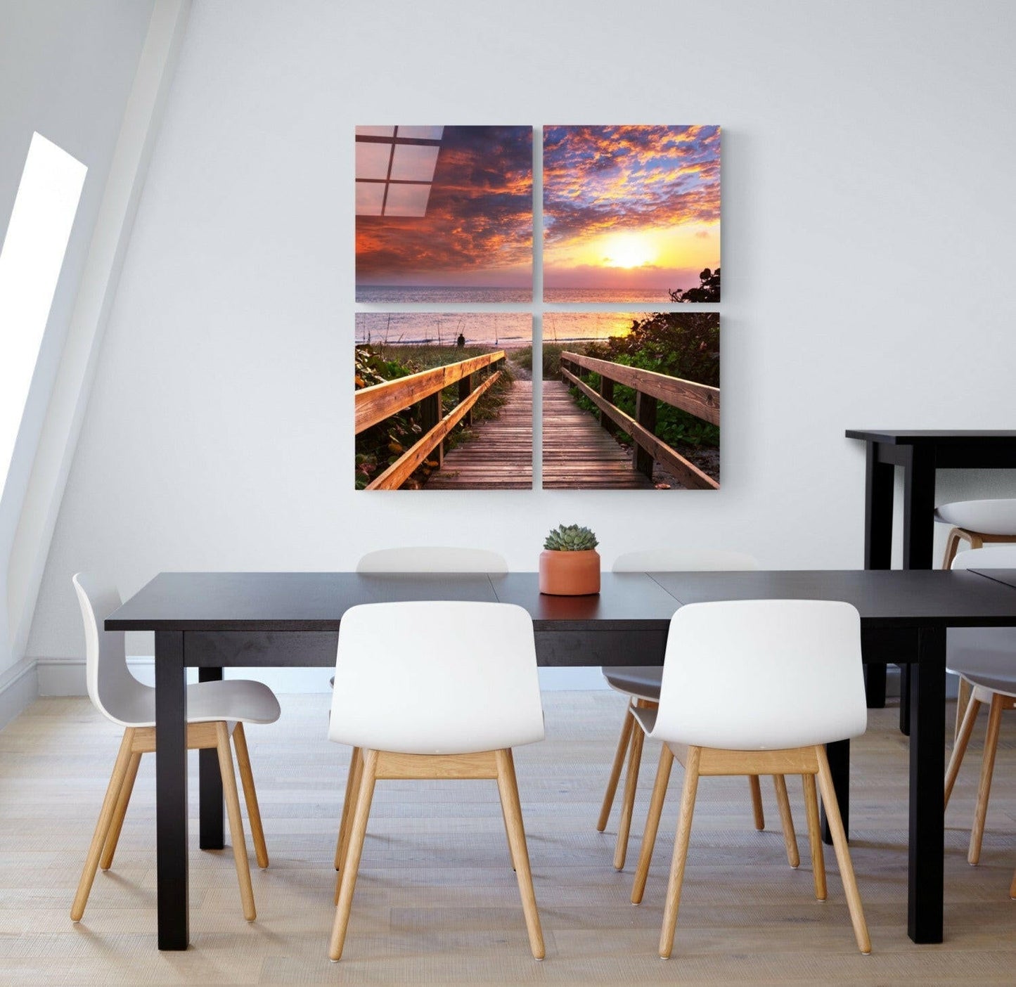Horizon Line 4-panel glass wall art set