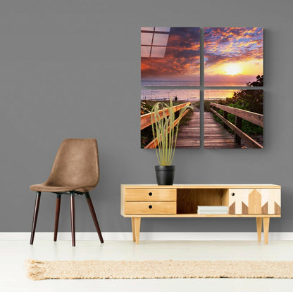 Horizon Line 4-Panel Glass Wall Art