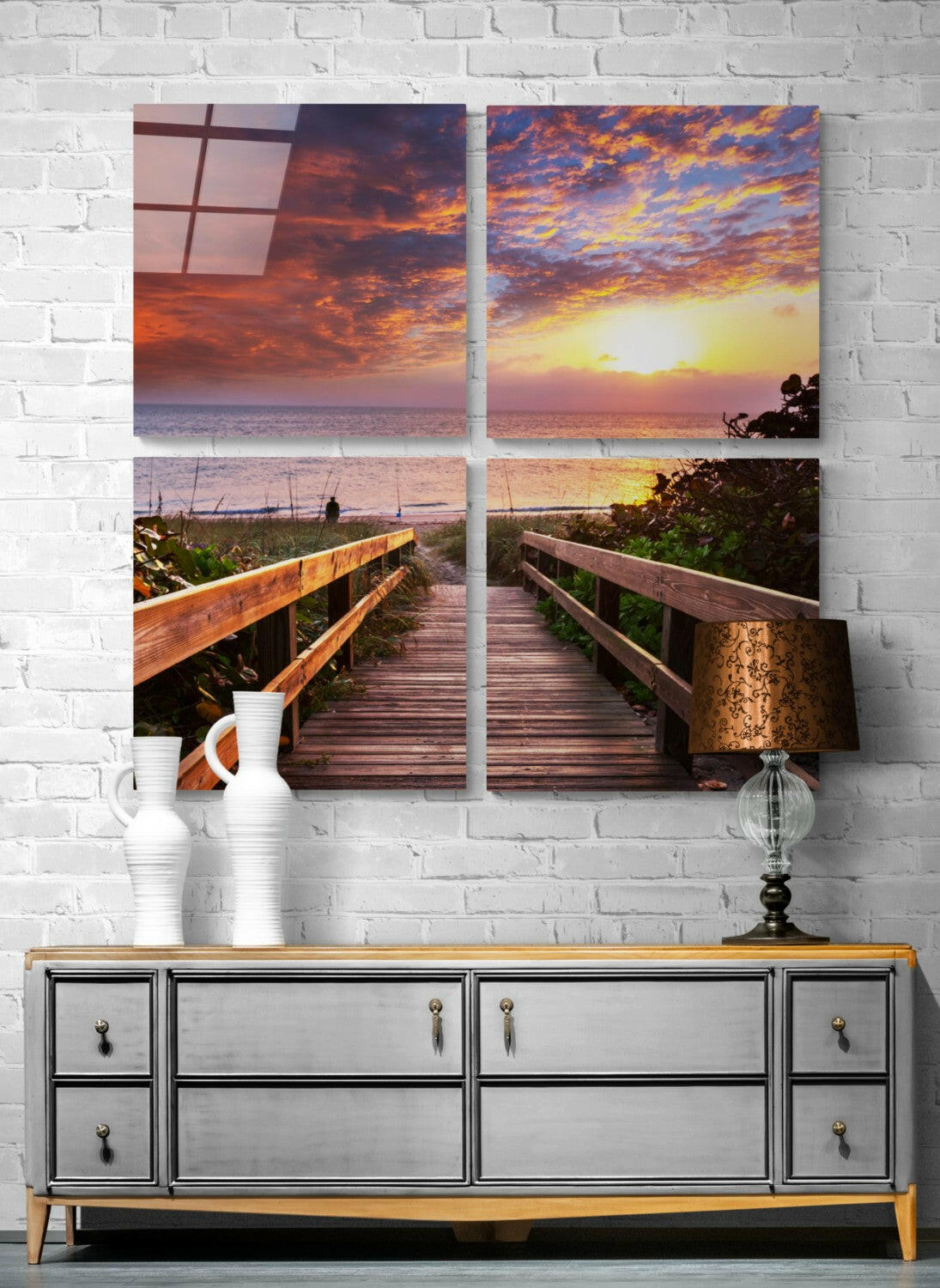 Horizon Line 4-Panel Glass Wall Art