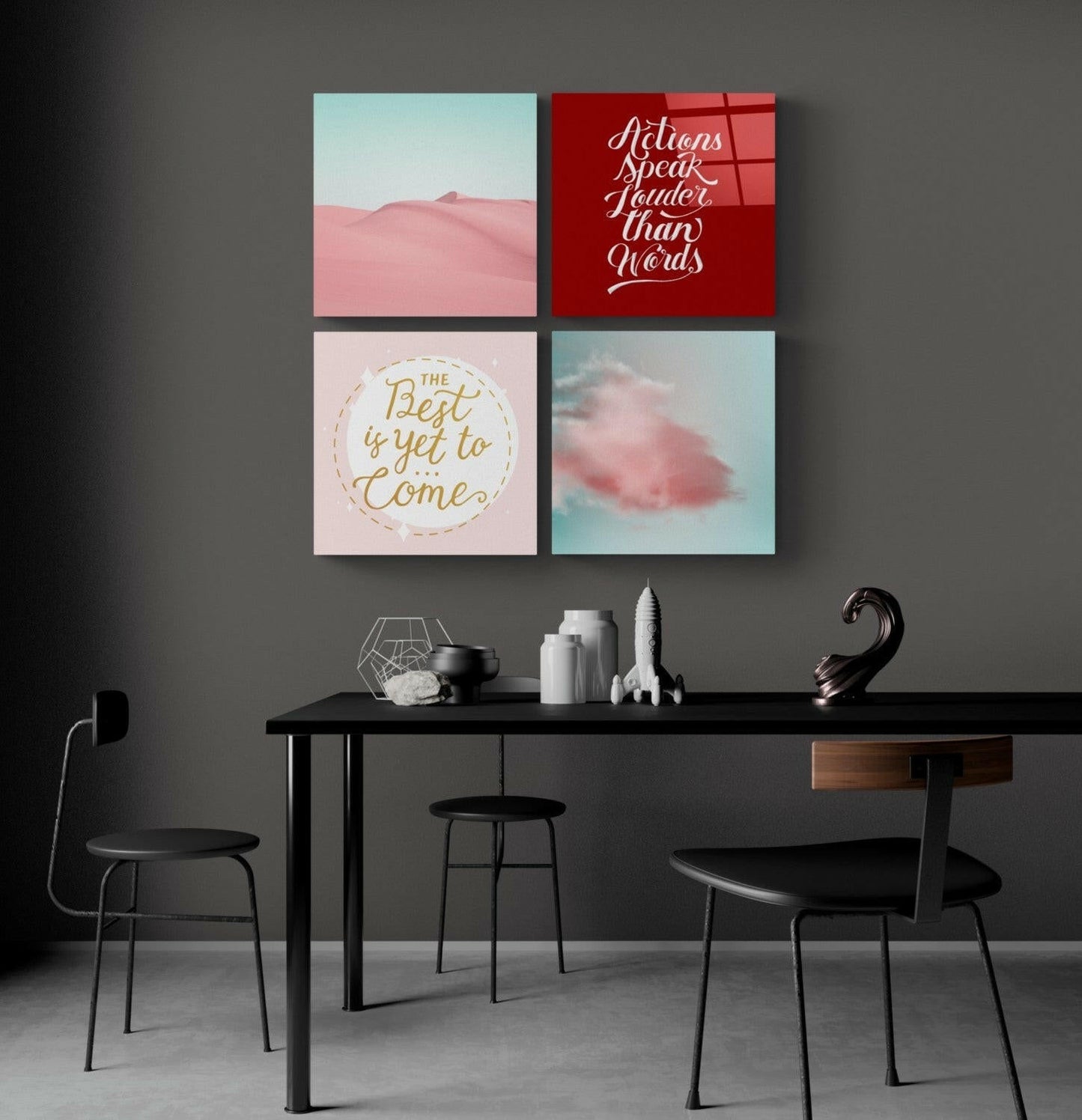 Pink Desert 4-Piece Glass Wall Art