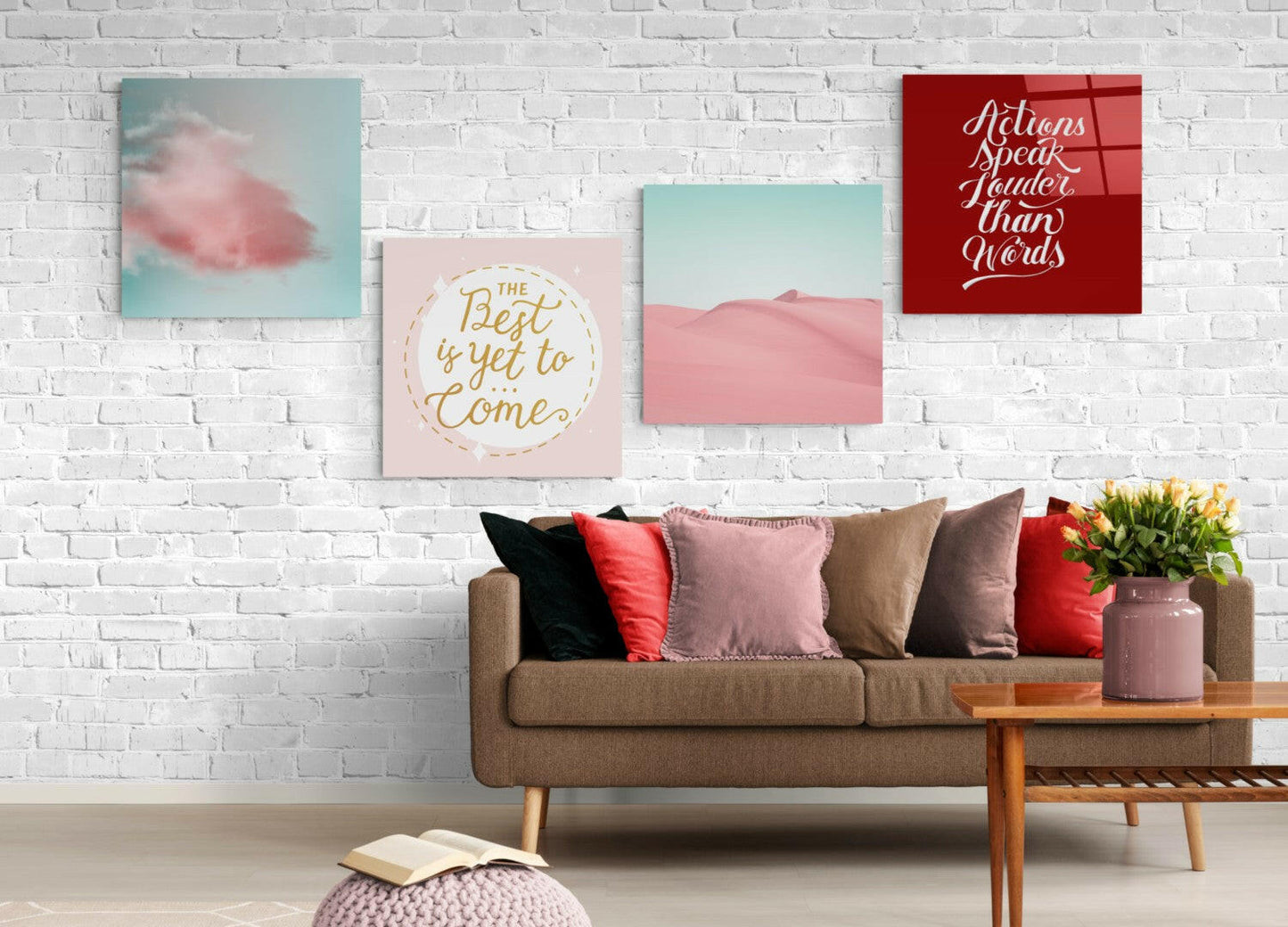 Pink Desert 4-Piece Glass Wall Art